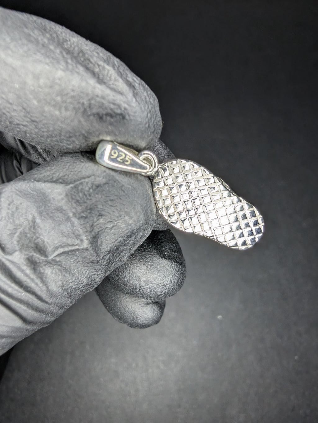 Solid 925 Sterling Silver 3D Chancla / Sandal / Slipper Pendant