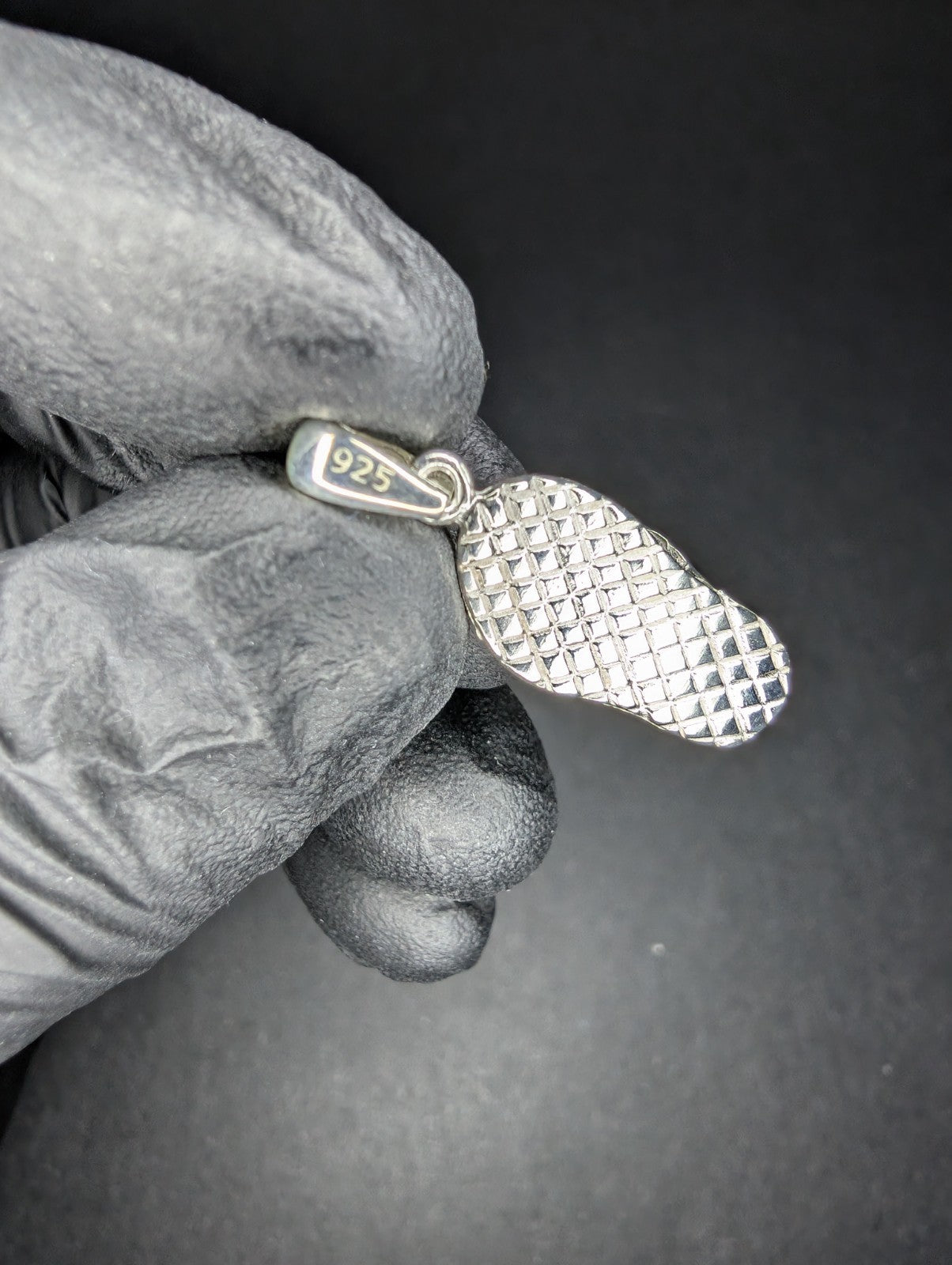 Solid 925 Sterling Silver 3D Chancla / Sandal / Slipper Pendant