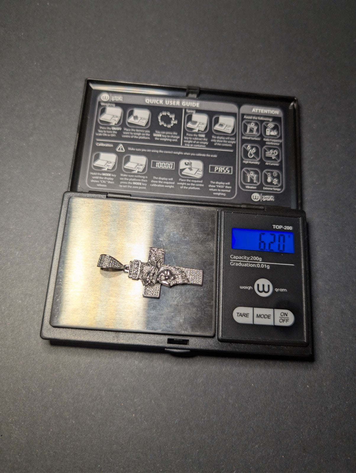 Solid 925 Sterling Silver VVS D Moissanite Medium Jesus Piece Cross Pendant