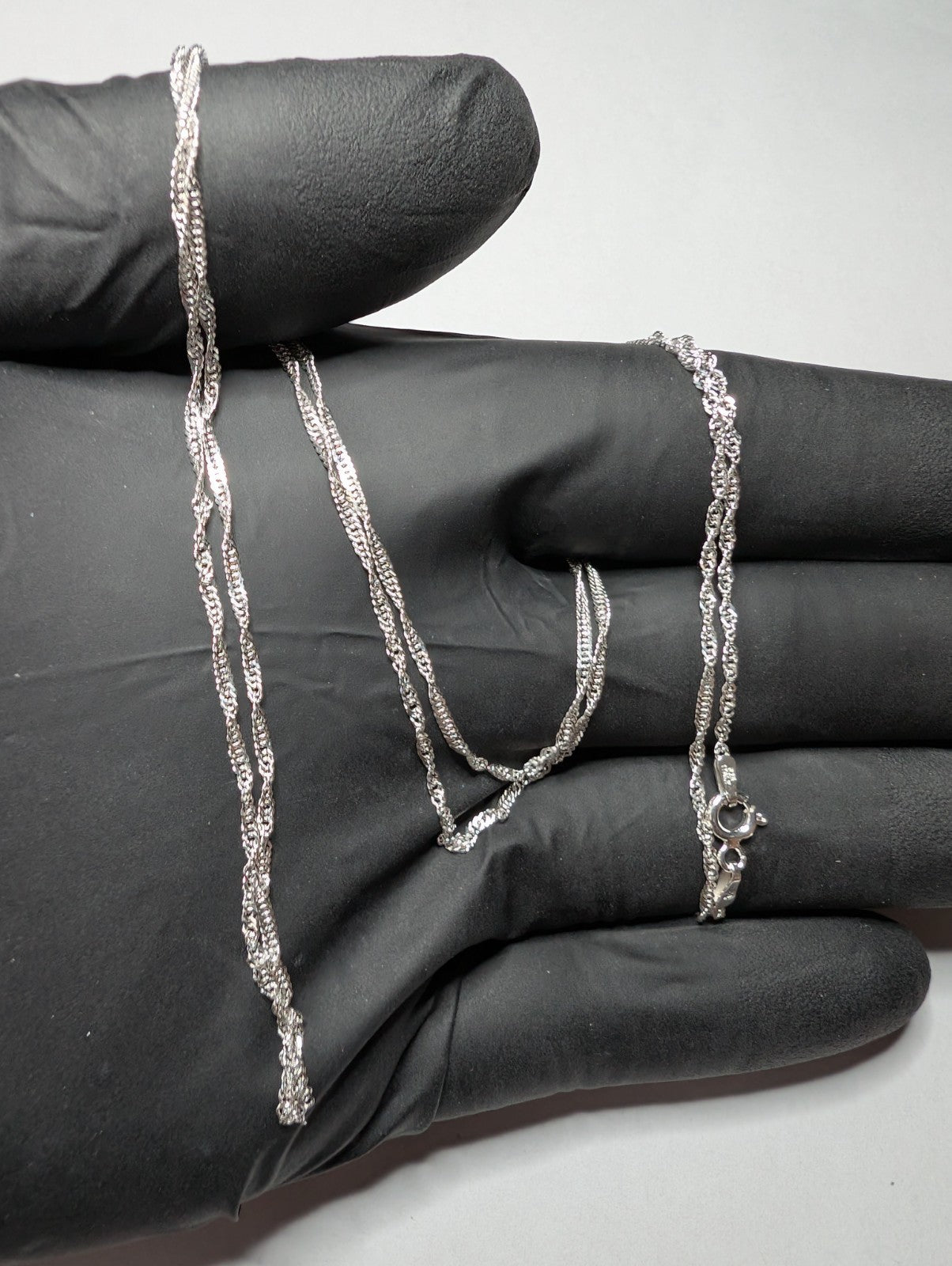 Solid 925 Sterling Silver 30in 1.5mm Singapore Link Necklace