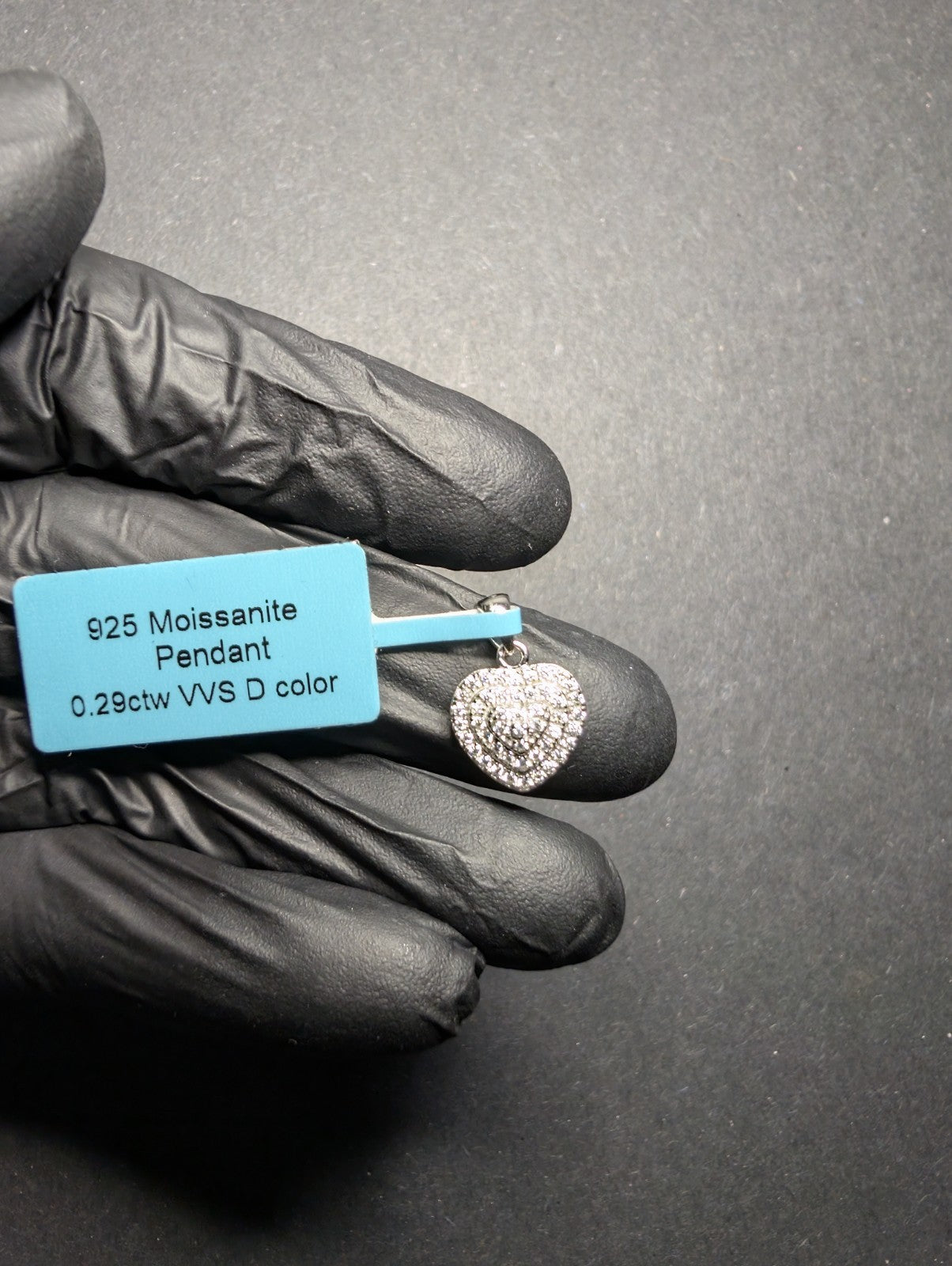 Solid 925 Sterling Silver Iced Out VVS D Moissanite Riser Heart Pendant