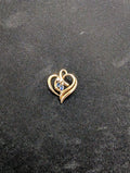 Vintage Solid 14k Yellow Gold Heart Pendant with Natural Diamond and Sapphires