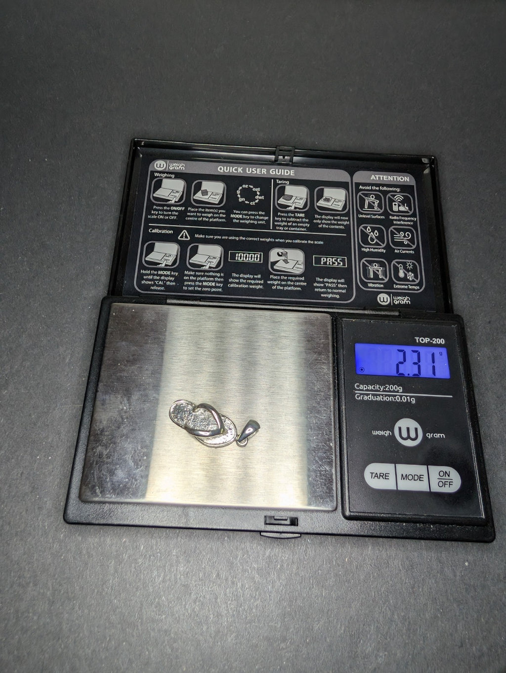 Solid 925 Sterling Silver 3D Chancla / Sandal / Slipper Pendant