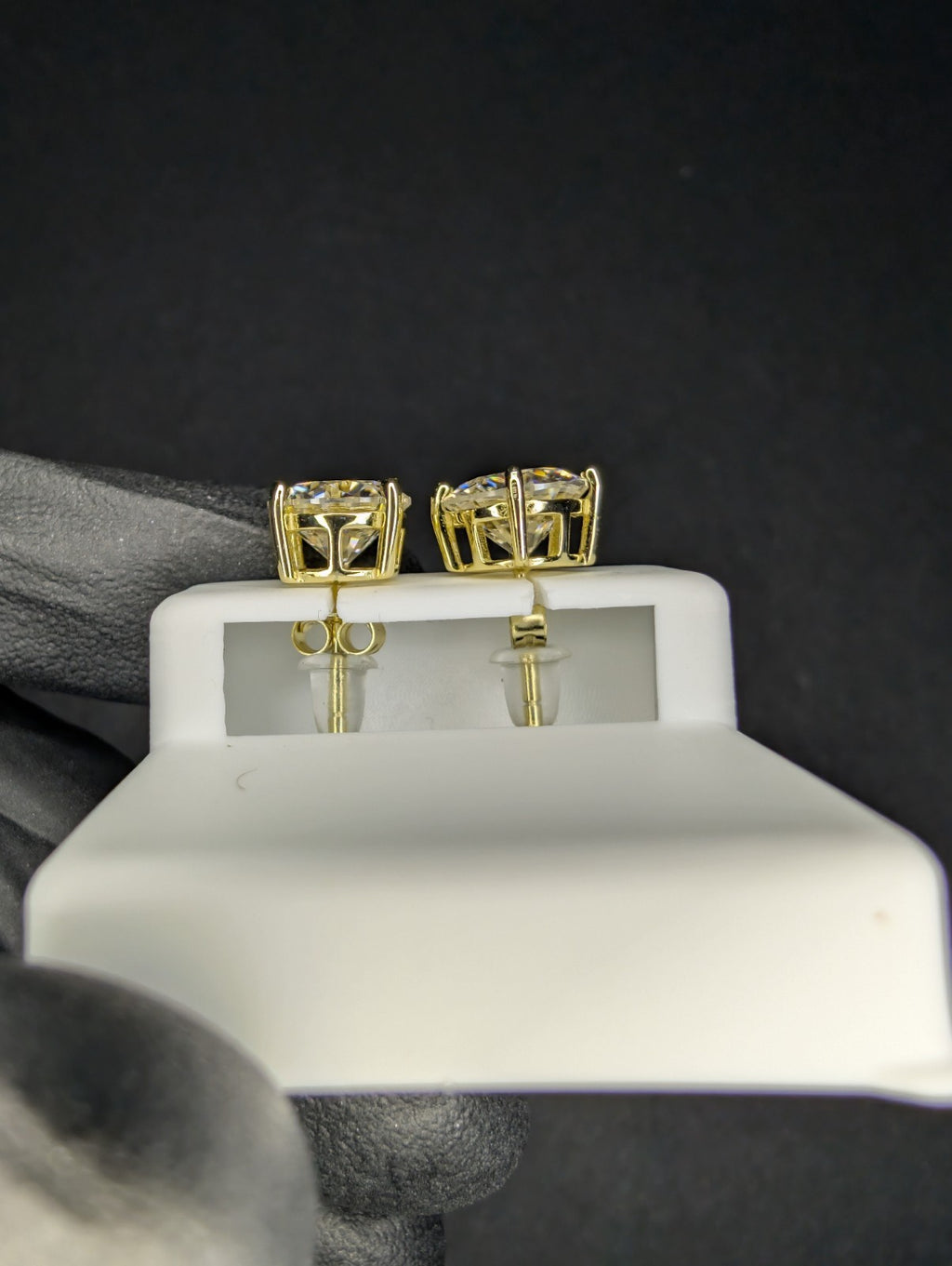 Gold over 925 Silver VVS D 9.0mm Moissanite Solitaire Studs 5CTW
