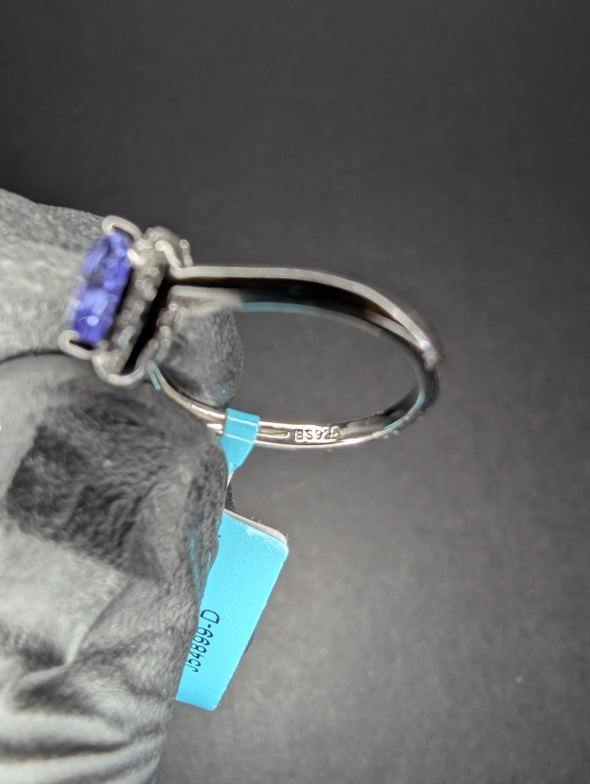Solid 925 Sterling Silver Purple Heart Cut CZ with Halo Ring Size 5