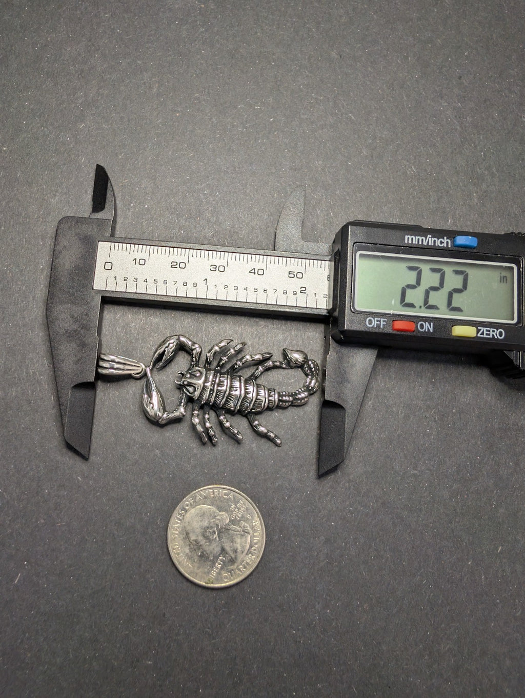 Solid 925 Sterling Silver Oxidized Finish Scorpion / Scorpio Pendant