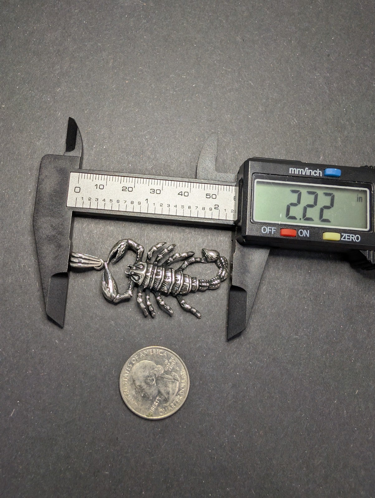 Solid 925 Sterling Silver Oxidized Finish Scorpion / Scorpio Pendant