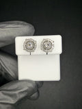 Solid 925 Sterling Silver VVS D Moissanite 9.3mm Step Up Double Halo Studs