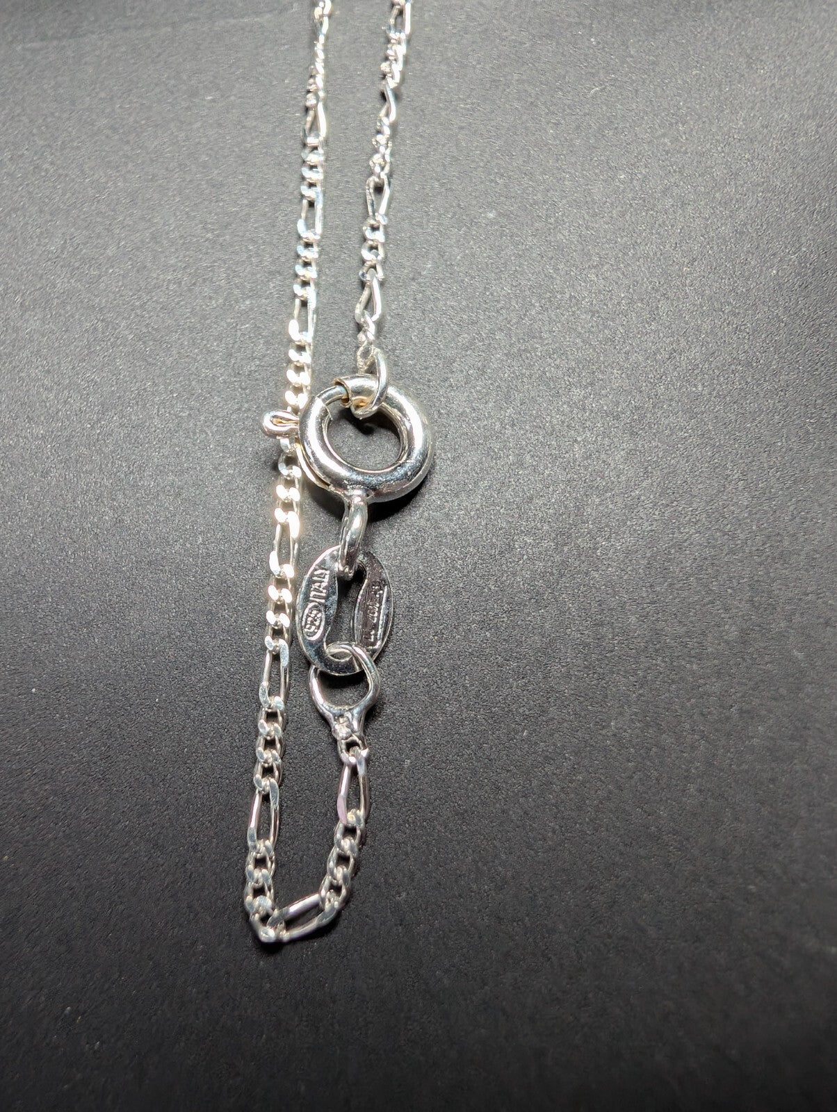 Solid 925 Italian Sterling Silver 16" 1.2mm Figaro Necklace