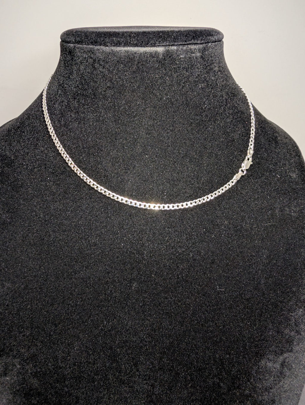 Solid 925 Italian Sterling Silver 16" 3.0mm Flat Cuban Necklace