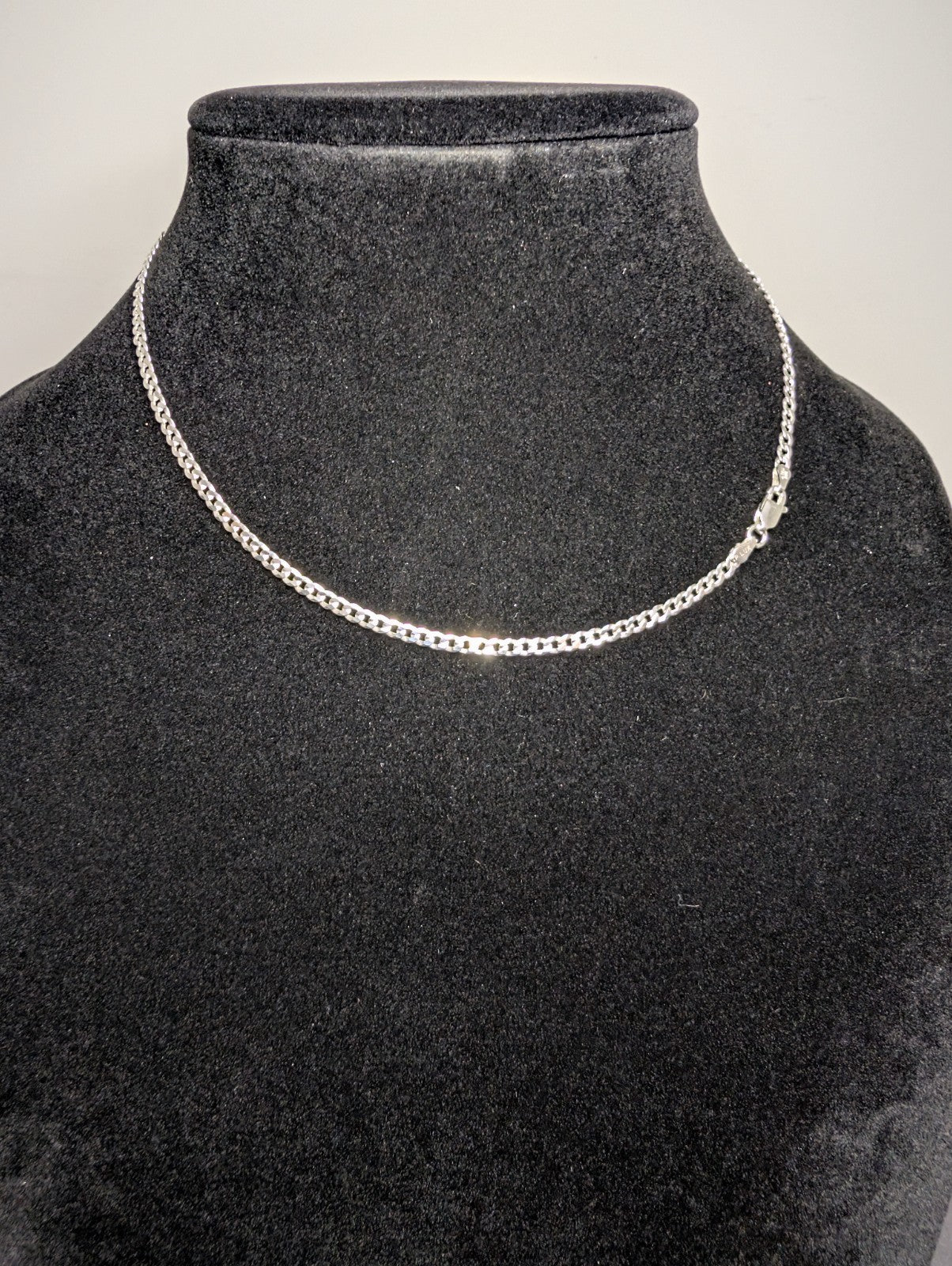Solid 925 Italian Sterling Silver 16" 3.0mm Flat Cuban Necklace