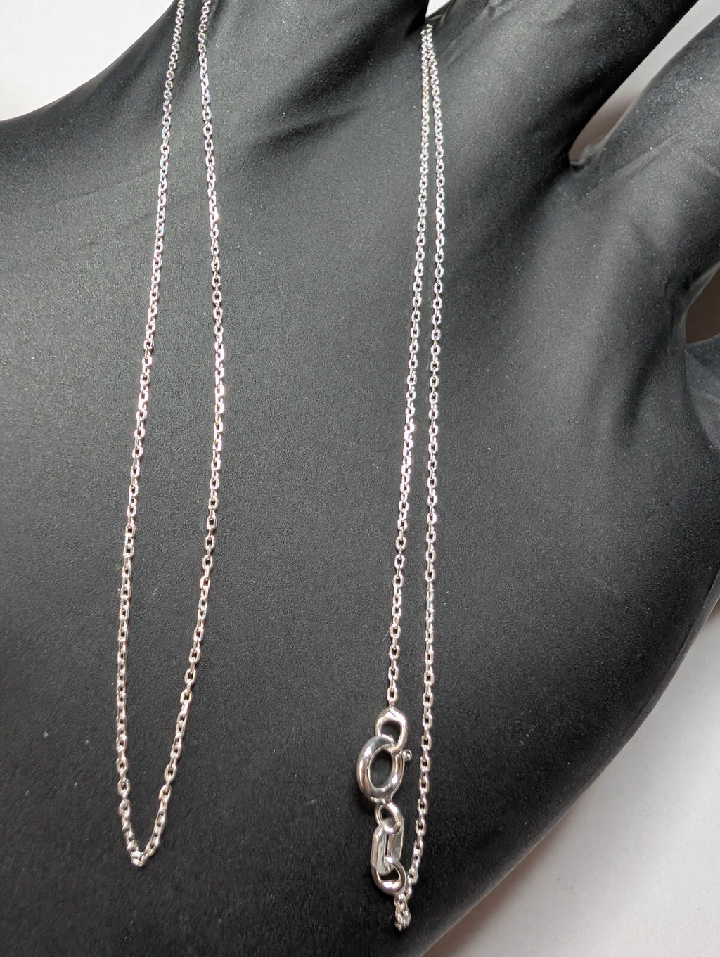 Solid 925 Italian Sterling Silver 18in .9mm Cable / Anchor Chain Necklace