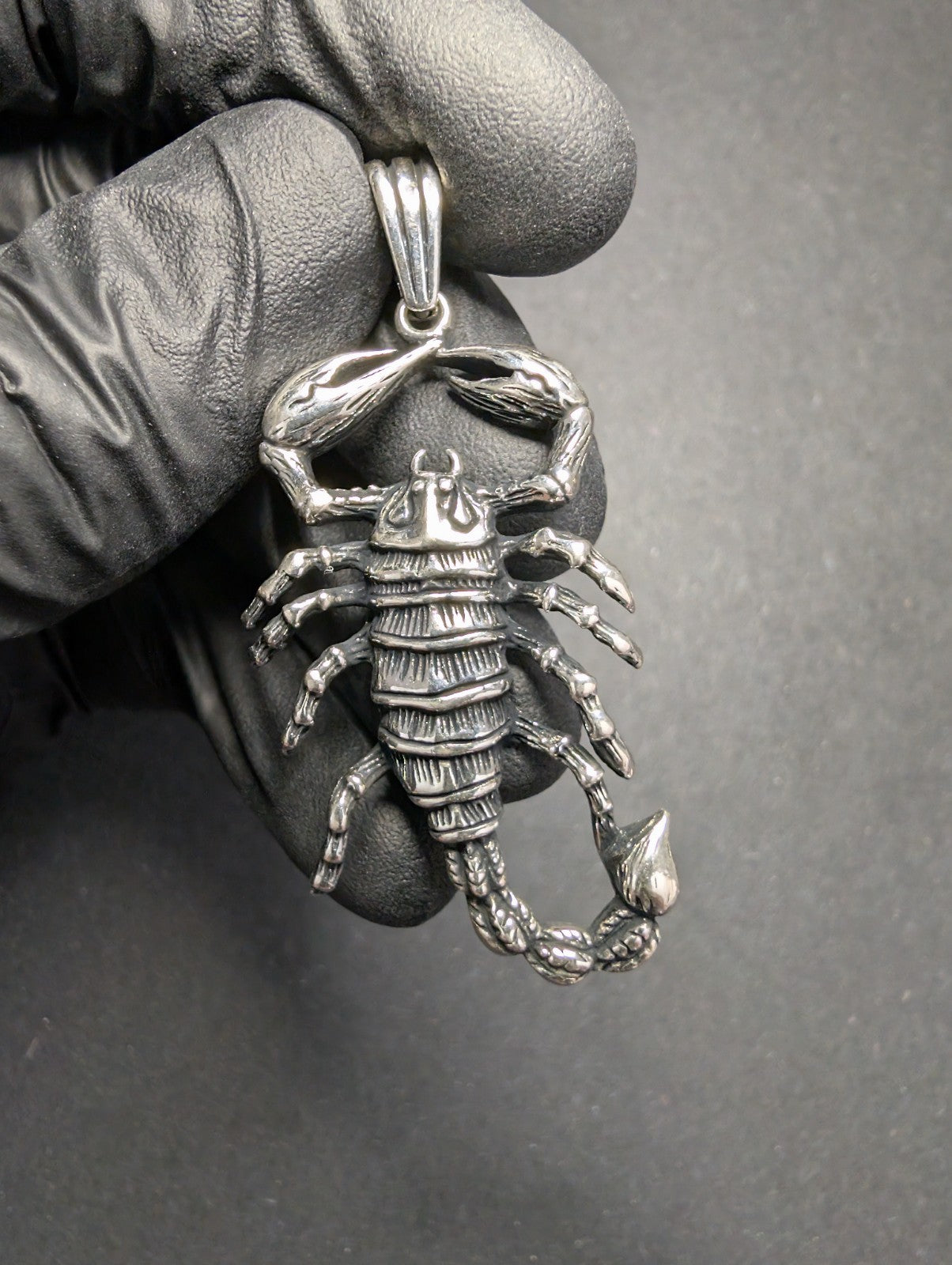 Solid 925 Sterling Silver Oxidized Finish Scorpion / Scorpio Pendant