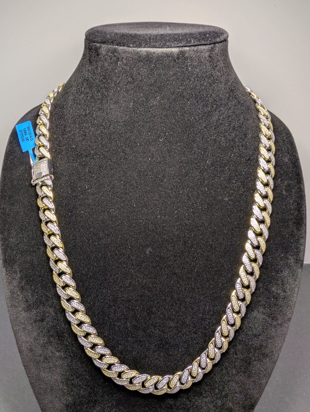 Two Tone Gold over 925 Silver 26" 13mm VVS D Moissanite Miami Cuban Necklace