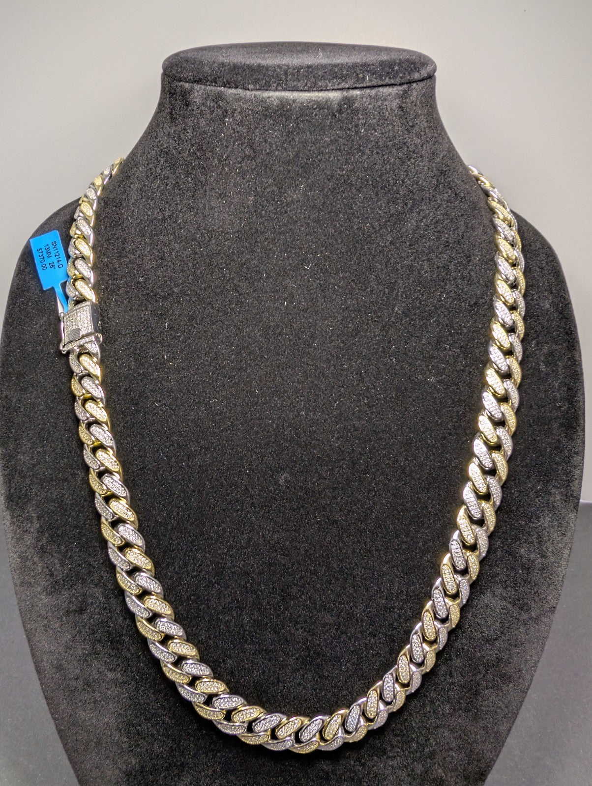 Two Tone Gold over 925 Silver 26" 13mm VVS D Moissanite Miami Cuban Necklace