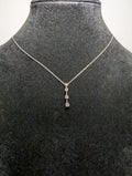 Solid 10k White Gold Three-Stone Pendant with 19in .7mm Loose Rope