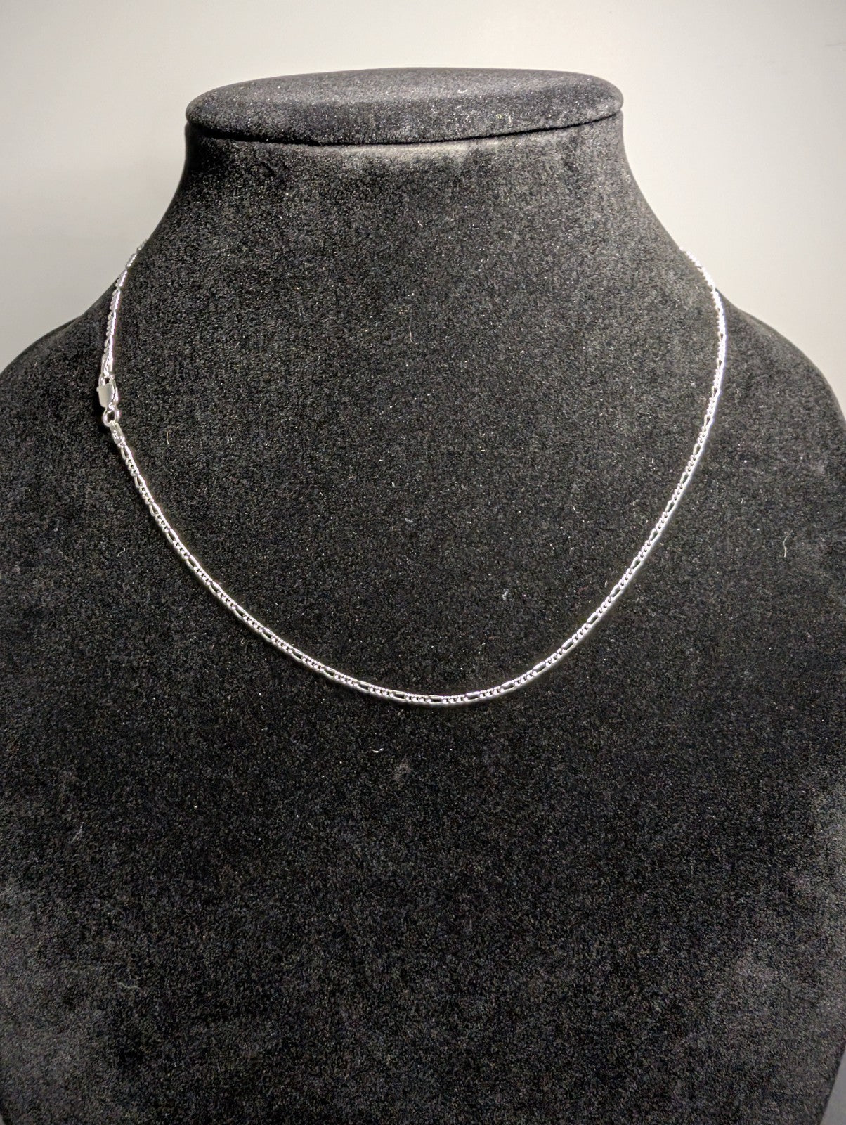 Solid 925 Italian Sterling Silver 18" 1.9mm Figaro Necklace