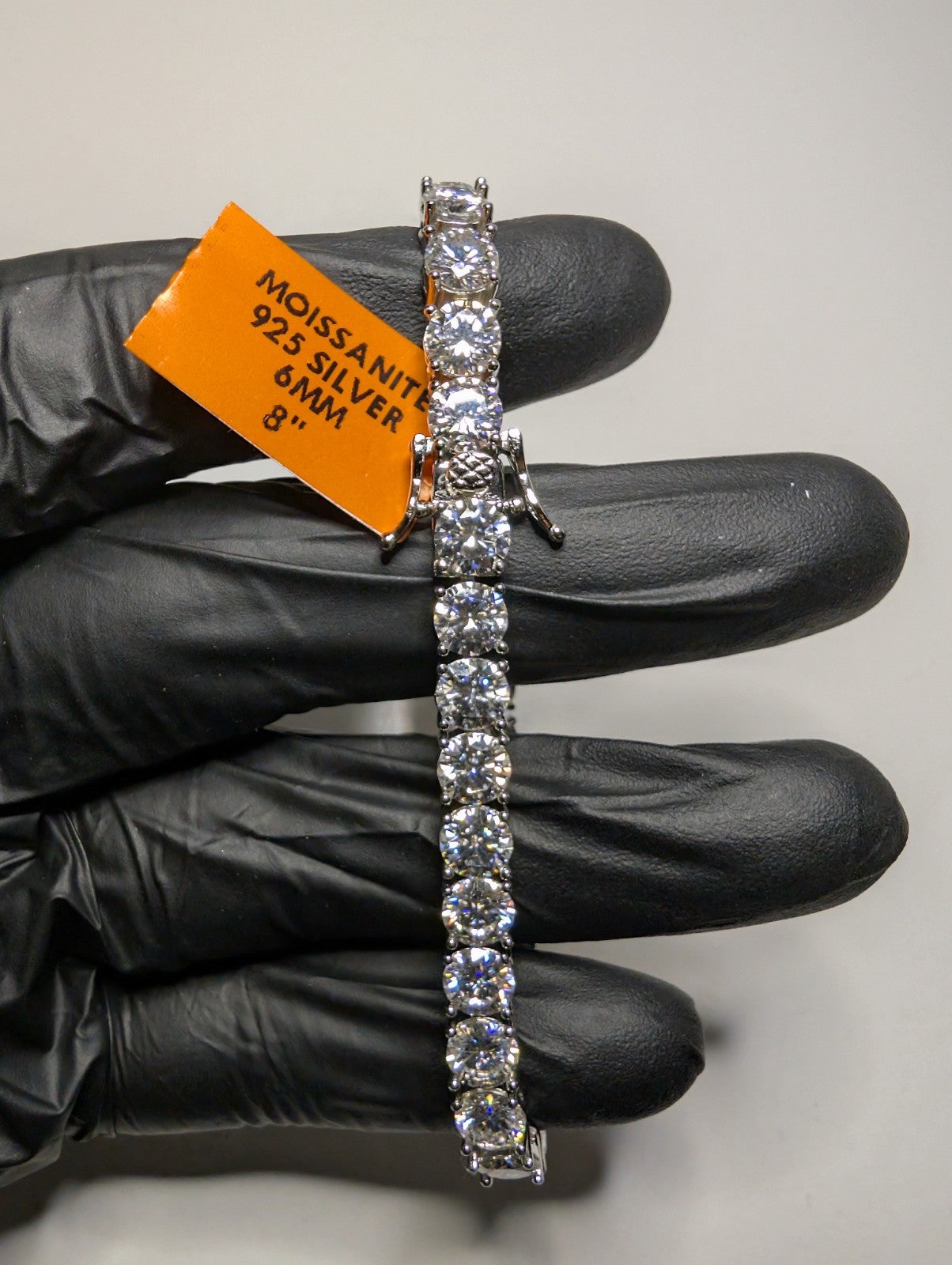 Solid 925 Sterling Silver 6mm 8” VVS D Moissanite Tennis Bracelet
