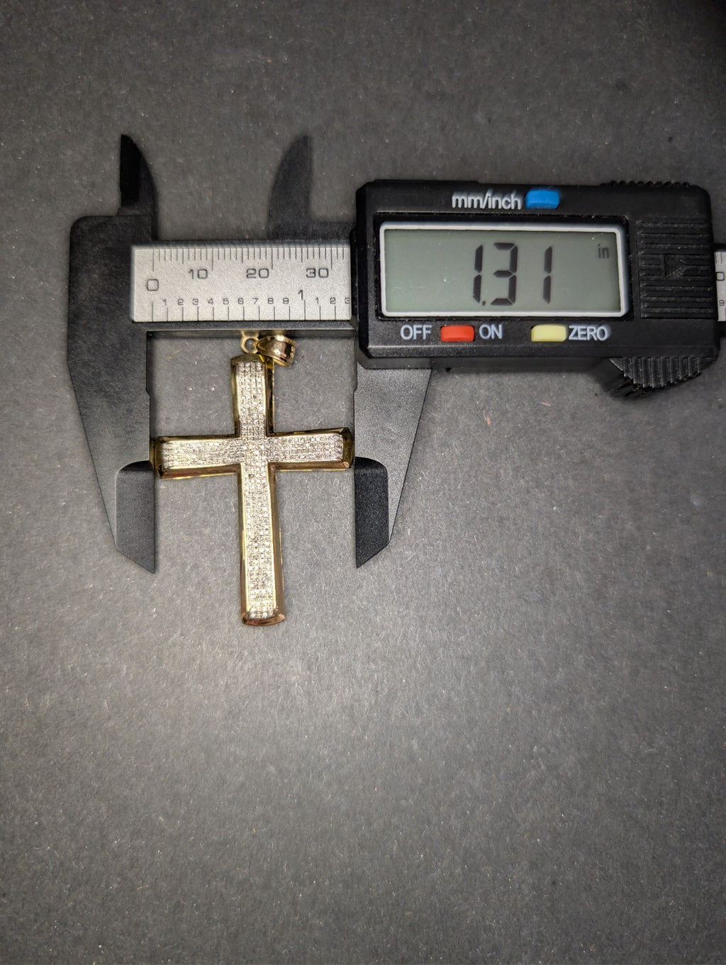 Solid 10k Yellow Gold Natural Diamond Pave Cross Pendant