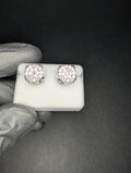 Solid 925 Sterling Silver VVS D Moissanite 9.7mm Crown Cluster Studs