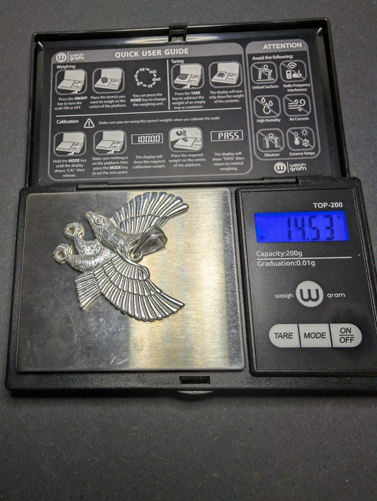 Solid 925 Sterling Silver Large Eagle Pendant