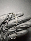Black Rhodium over Solid 925 Silver Diamond-cut 7" Bead and Barrel Bracelet