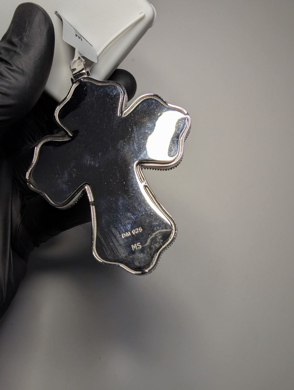 Two-Tone Rose Gold over Solid 925 Silver Huge Iced Out Moissanite Cross Pendant