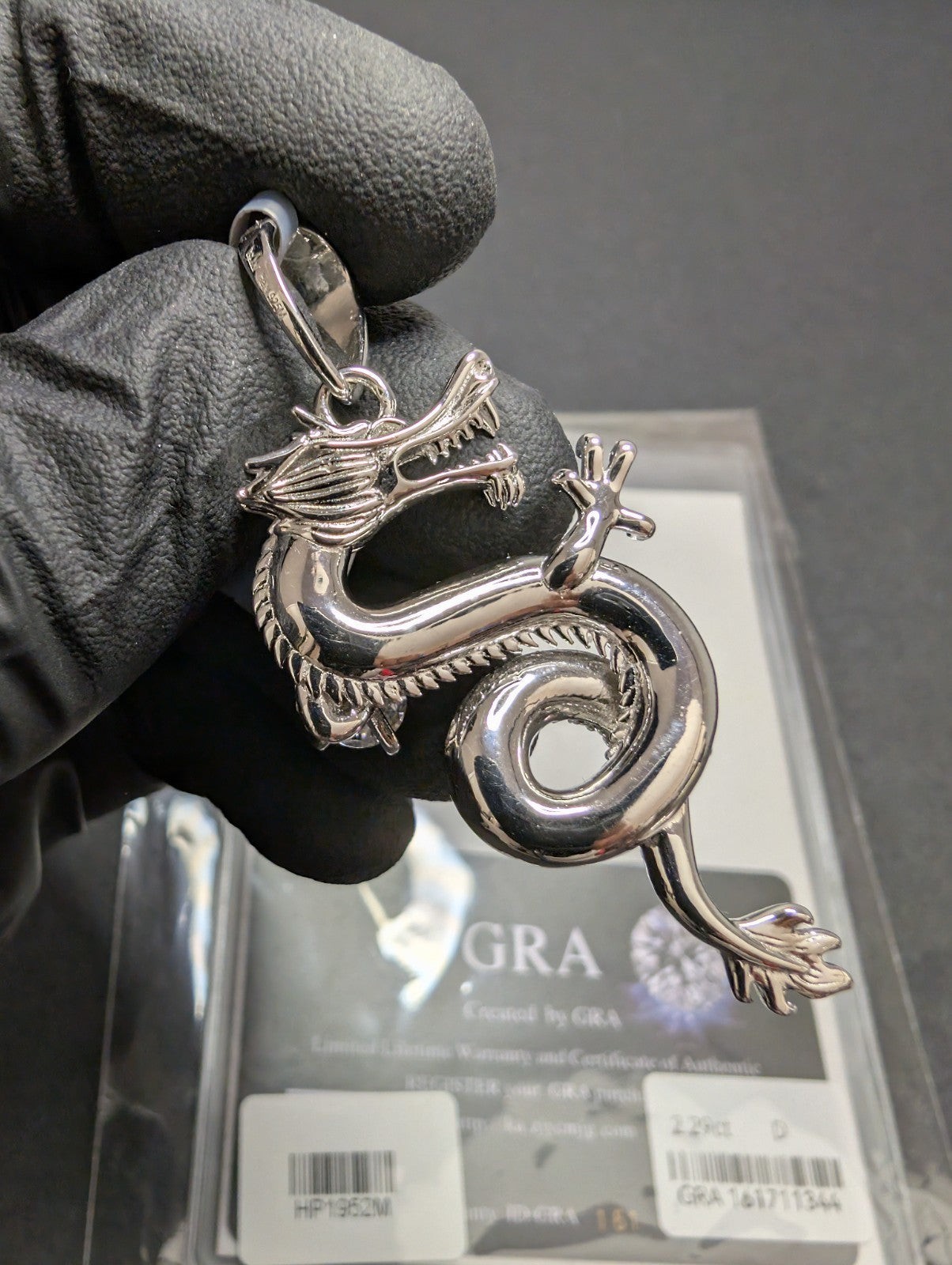 Solid 925 Sterling Silver Iced Out GRA Certified VVS D Moissanite Dragon Pendant