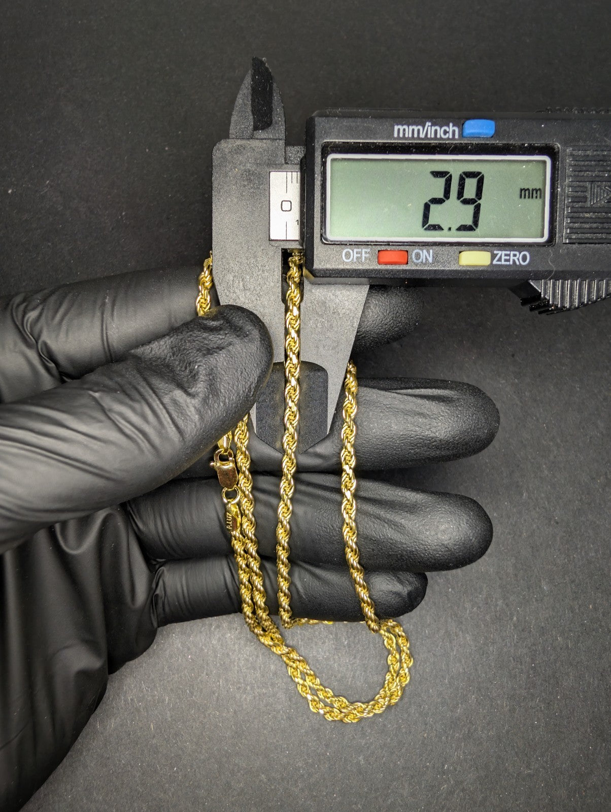 Gold over Solid 925 Italian Sterling Silver 24in 2.9mm Rope Chain Necklace