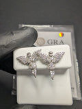 Solid 925 Sterling Silver GRA Certified Moissanite Praying Angel Earrings