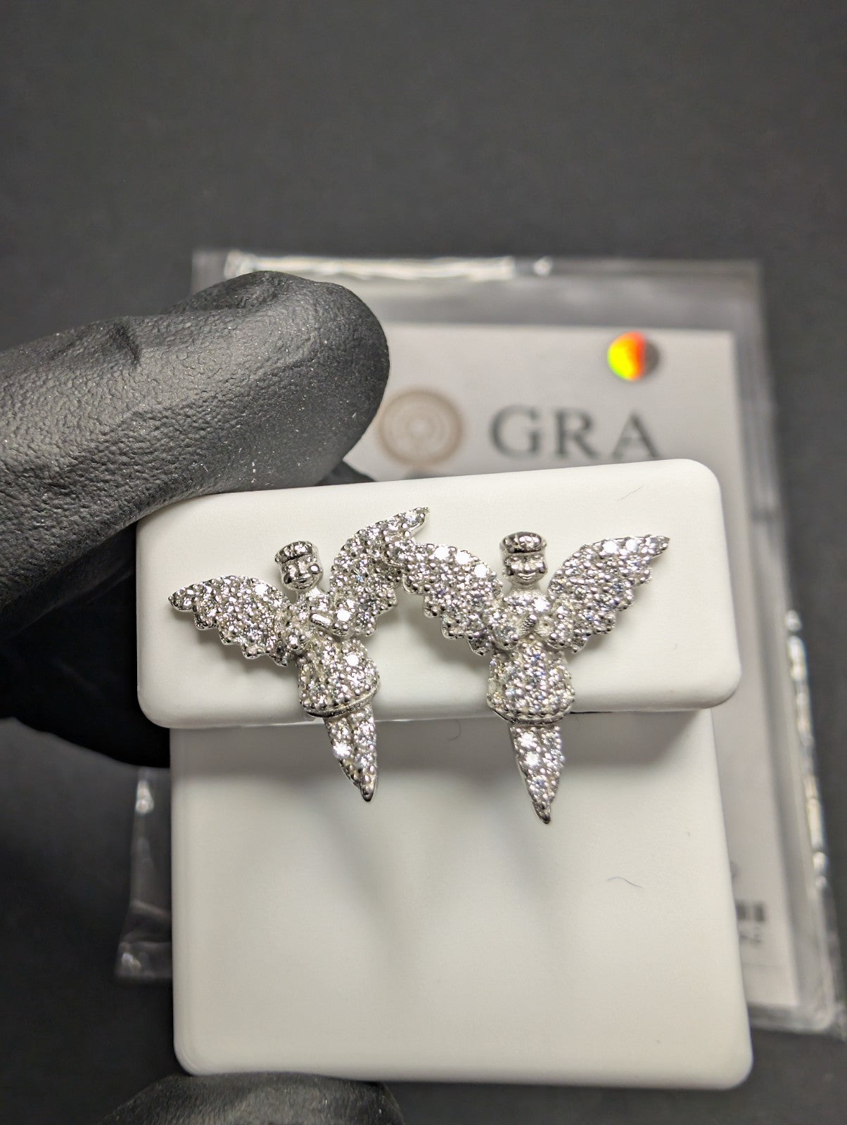 Solid 925 Sterling Silver GRA Certified Moissanite Praying Angel Earrings
