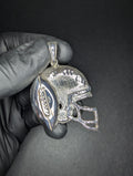 Solid 925 Sterling Silver Football and Helmet Pendant
