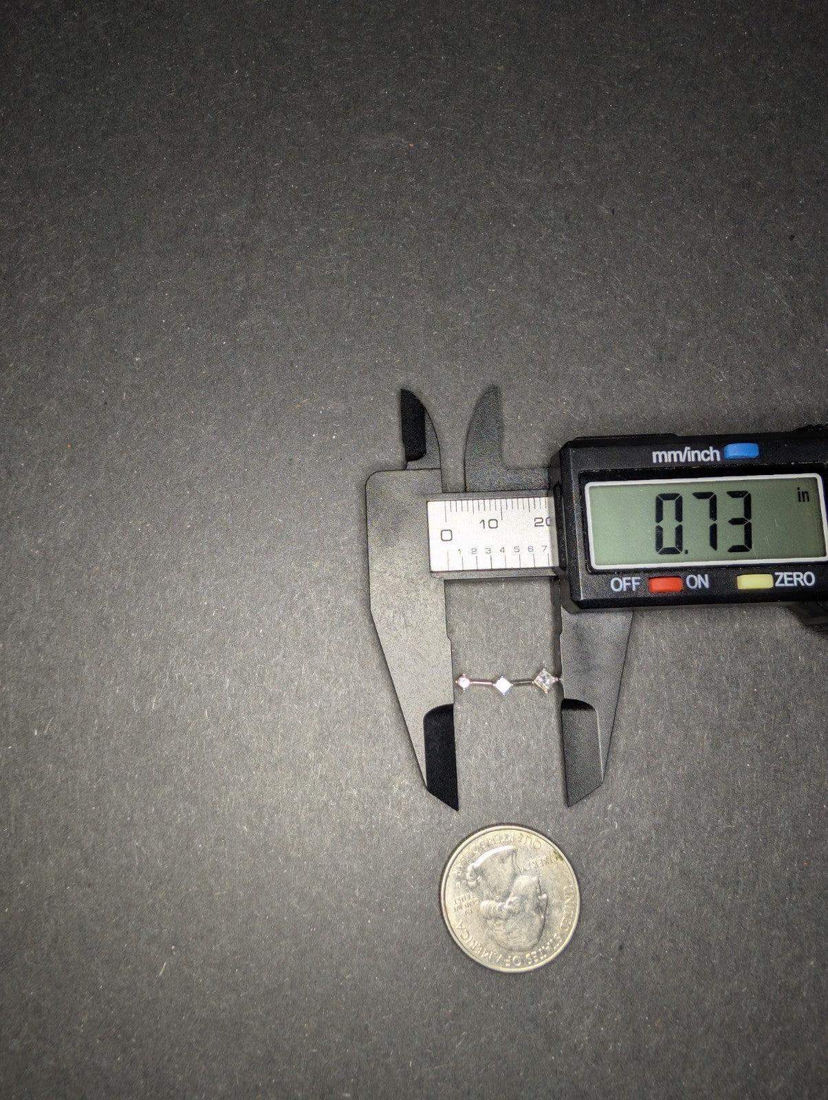 Solid 14K White Gold 3 Stone Princess Cut Natural Diamond Drop Style Pendant
