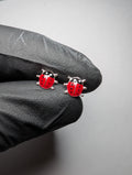 Solid 925 Sterling Silver 6.8mm Ladybug Stud Earrings