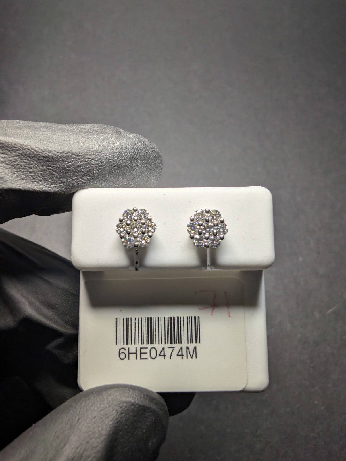 Solid 925 Sterling Silver VVS D Moissanite 6.0mm Honeycomb Cluster Studs