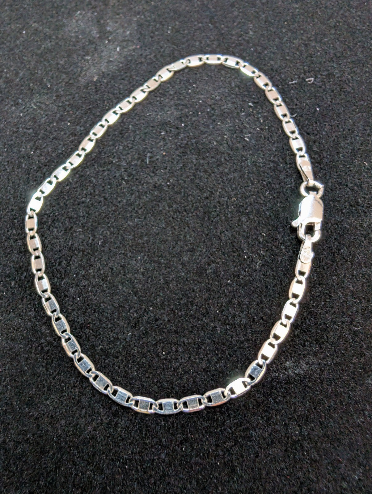 Solid 925 Sterling Silver 7in 2.4mm Mariner Link Bracelet