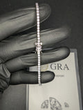 Solid 925 Sterling Silver GRA Certified VVS D Moissanite 2mm 8" Tennis Bracelet