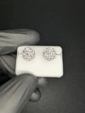 Solid 925 Sterling Silver VVS D Moissanite 8.9mm 3D Honeycomb Cluster Studs