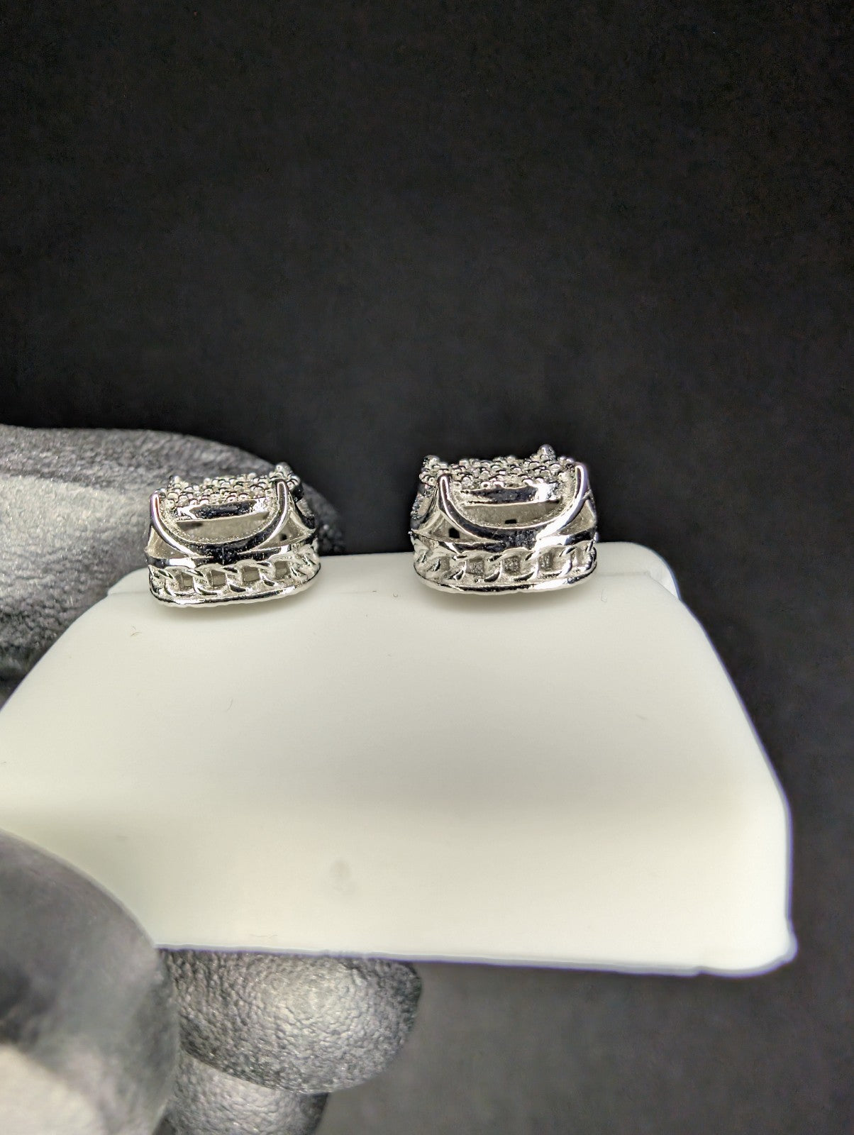Solid 925 Sterling Silver VVS D Moissanite 9.7mm Crown Cluster Studs