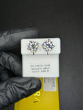 Solid 925 Silver GRA Certified VVS D 9.0mm Moissanite Solitaire Studs 6CTW