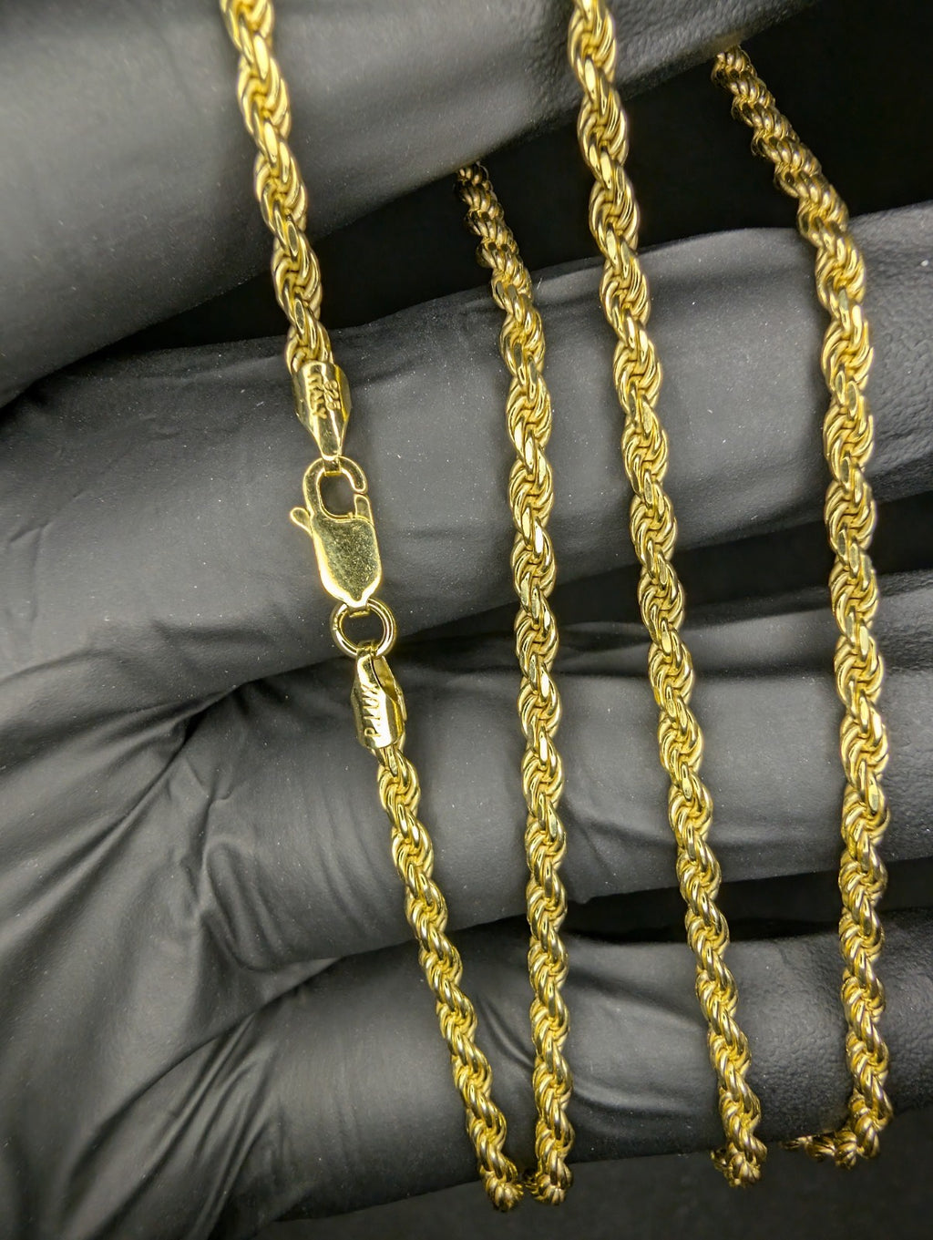 Gold over Solid 925 Italian Sterling Silver 24in 2.9mm Rope Chain Necklace