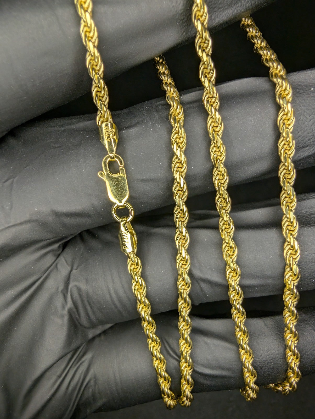 Gold over Solid 925 Italian Sterling Silver 24in 2.9mm Rope Chain Necklace