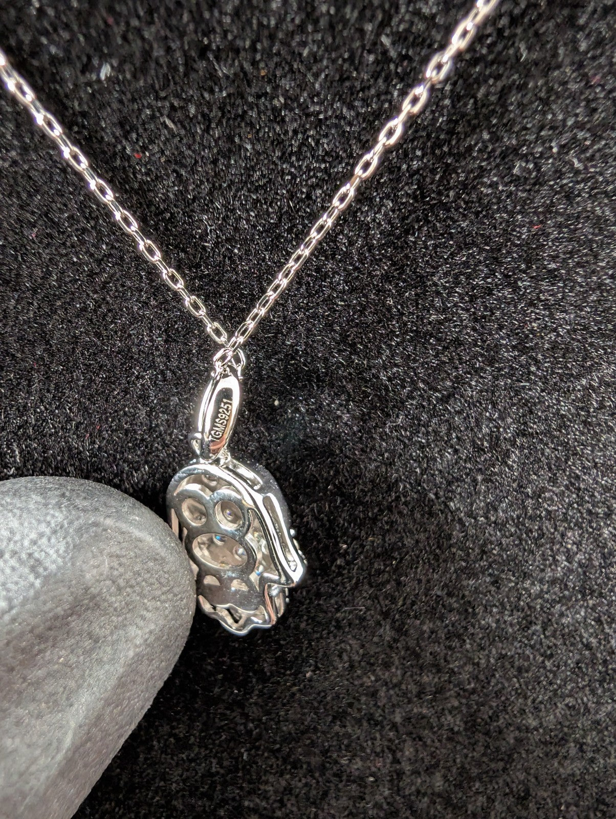 Solid 925 Sterling Silver Moissanite Hamsa Pendant and 16in-18in Anchor Necklace