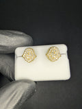 Gold over Solid 925 Silver VVS D Moissanite 3D Hamsa Stud Earrings