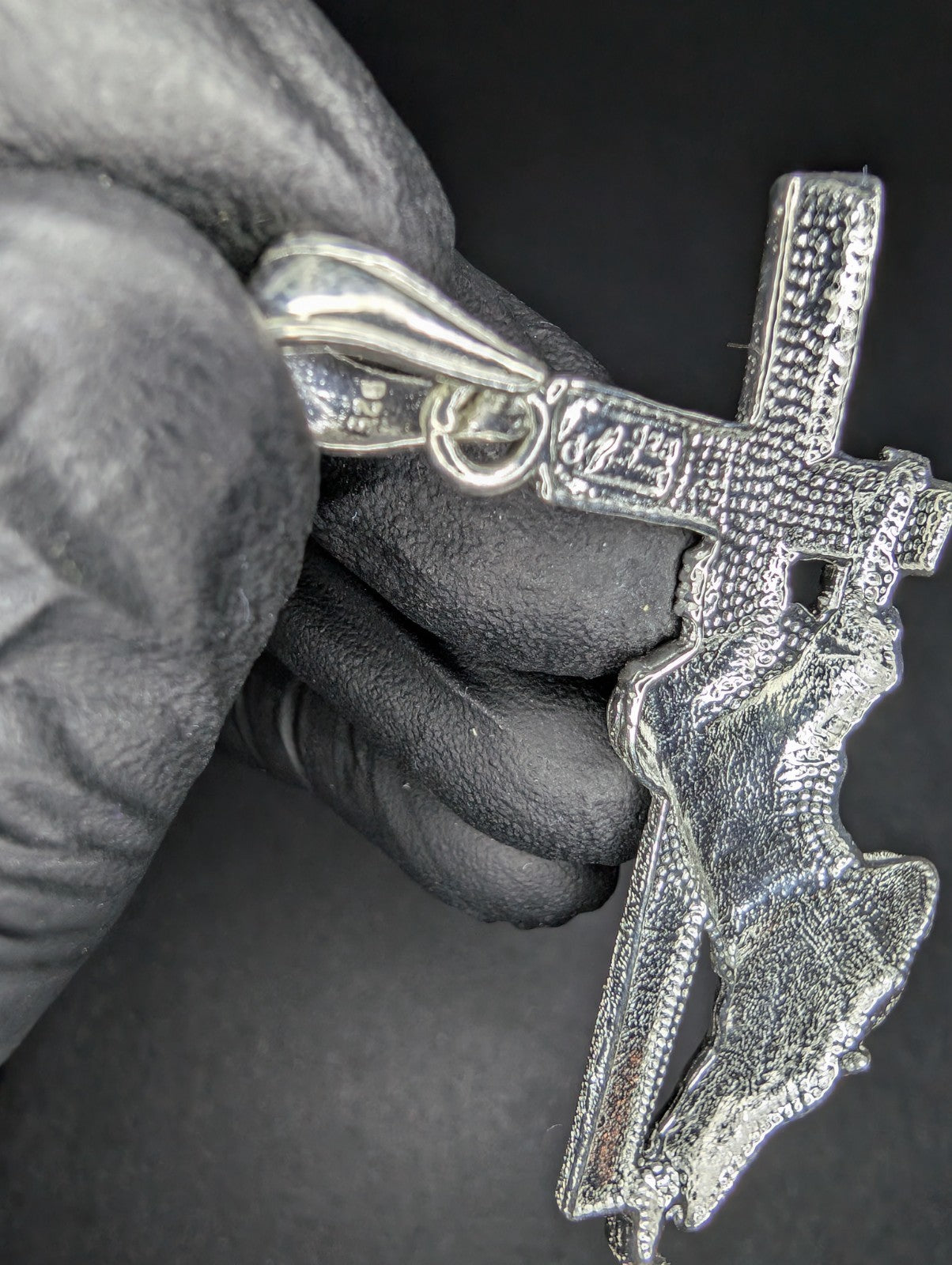 Solid 925 Sterling Silver Jesus Carrying the Cross Pendant