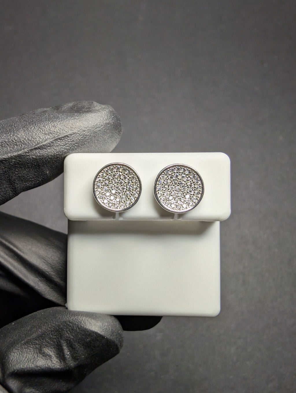 Solid 925 Sterling Silver 9.5mm Moissanite Dish / Circle Cluster Stud Earrings