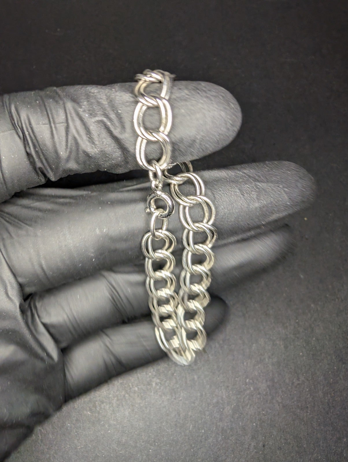 Solid 925 Sterling Silver 7in 8.2mm Double Link Chain Bracelet