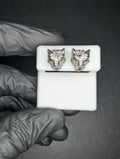Solid 925 Sterling Silver Black and White VVS D Moissanite Cheetah Stud Earrings