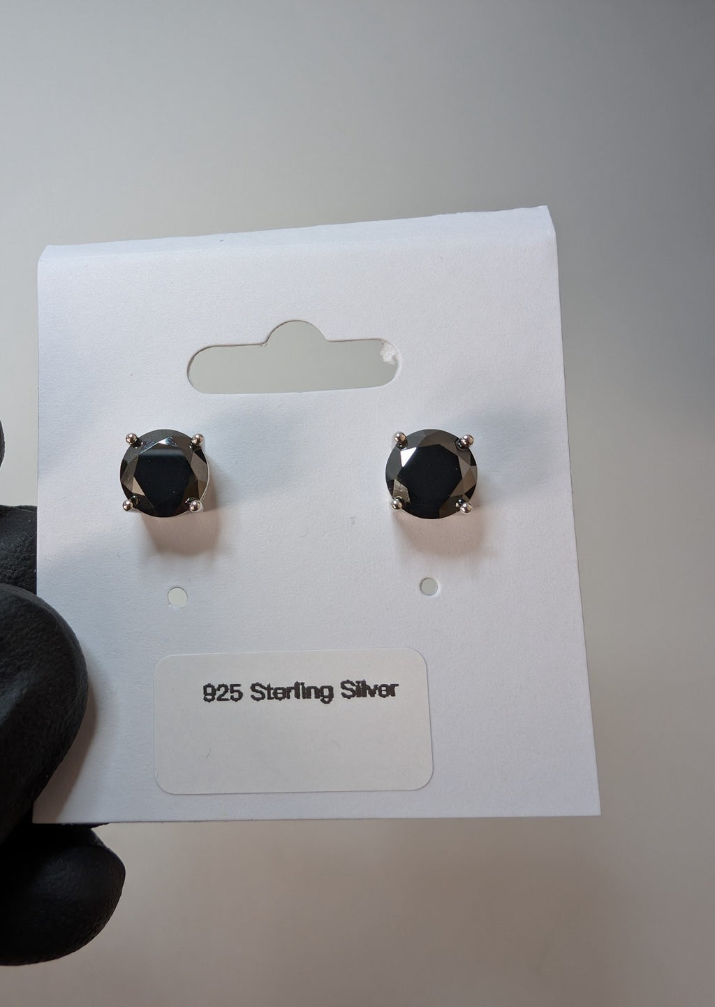 Solid 925 Sterling Silver 8.0mm Black Moissanite 4CTW Solitaire Stud Earrings