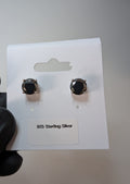Solid 925 Sterling Silver 8.0mm Black Moissanite 4CTW Solitaire Stud Earrings